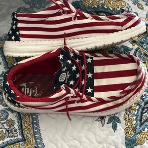 Hey Dude Kids Sneakers Red White Blue